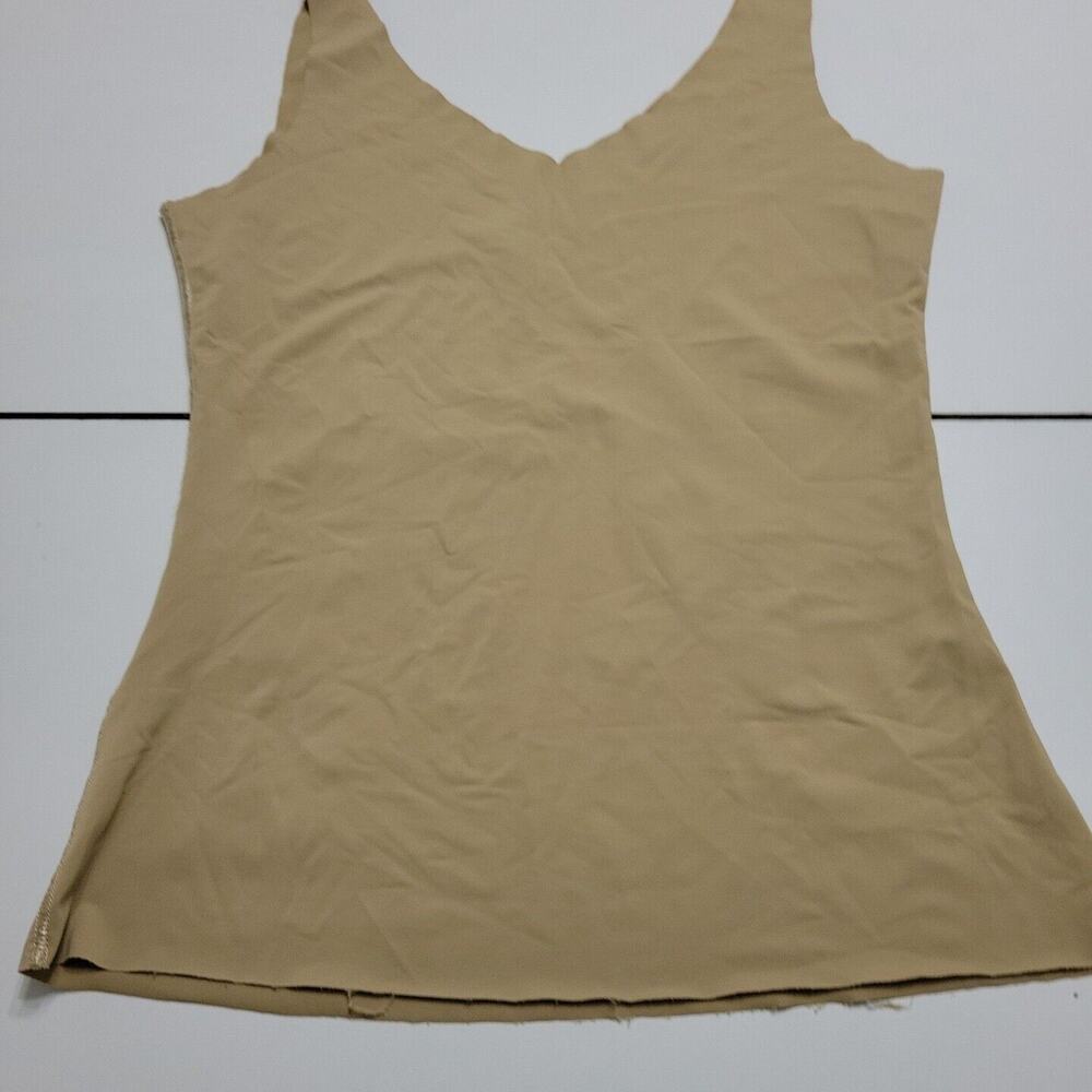 Jockey Top Women Large Shirt Tan Sleeveless Fitted Tank Undershirt Tummy Control